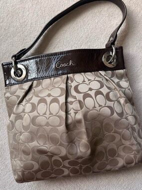 Coach Ashley Signature Logo Pleated Crossbody City Hobo Bag